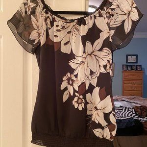 White House Black Market Flower Blouse
